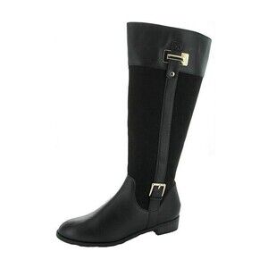 Karen Scott Womens 12 M Black Microsuede Knee High Riding Boots NIB HF1